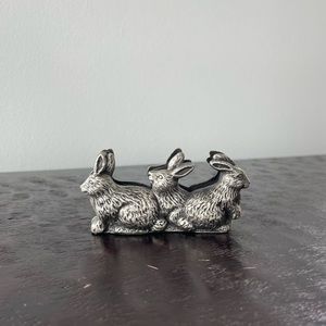 Bunny Rabbits Pewter Business Card Homder